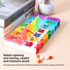 Boîte à pilules de type <span class=keywords><strong>presse</strong></span> Portable <span class=keywords><strong>hebdomadaire</strong></span> chaude à 14 compartiments - Product Image 3