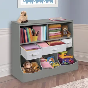 Fabric Basket 8 Cubbies Children's Big Toy And Book Shelf Small Box Teddy Bear Stuffed Cube Kids Storage Cabinets Organizer