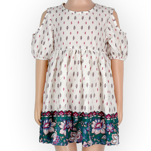 Vestido de Verano de Manga Corta con Estampado Digital Personalizado para Bebé Niña, Diseño Floral con Hombros Descubiertos - Product Image 3