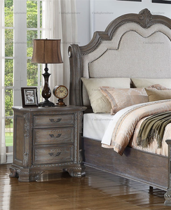 Set <span class=keywords><strong>Camera</strong></span> <span class=keywords><strong>da</strong></span> <span class=keywords><strong>Letto</strong></span> Classico Americano in Legno Grigio Antico con Struttura Tradizionale e Contenitore - Product Image 4