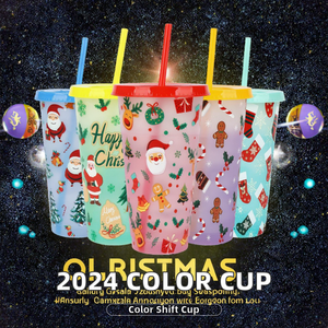 2024 mới thân thiện với môi trường 24oz màu lạnh nhựa Santa giáng sinh <span class=keywords><strong>Mug</strong></span> thay đổi màu sắc cốc cà phê Quà Tặng 750ml Công suất cắm trại - Product Image 2