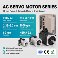 Kit Moteur Servo AC Monophasé 220V IP67 750W-1000W avec Encodeur Absolu 17 Bits pour Machine d'Emballage CNC, Efficacité IE3