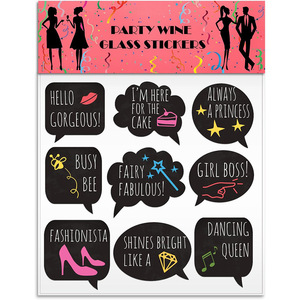 Etiquetas removibles impermeables para vasos de vidrio, decoraciones para fiestas de vino y champán, estilo de dibujos animados rectangulares, impresión digital - Product Image 4