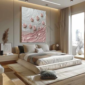 Peinture à l'huile sur toile, art mural, roses roses à vendre, fleurs roses, art texturé, peinture artisanale, décoration murale pour la maison - Product Image 4