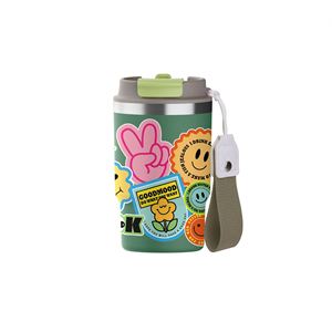 Gobelet isotherme portable en acier inoxydable de 12 oz à motif floral, avec poignée, couvercle et paille, isolation thermique de 12 à 24 heures - Product Image 3
