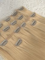 Extensiones de Cabello Remy Vietnamita con Clip, Invisibles, Sin Costuras, Doble Trama, Extensión con Clip, Puntas Gruesas, Aspecto Natural