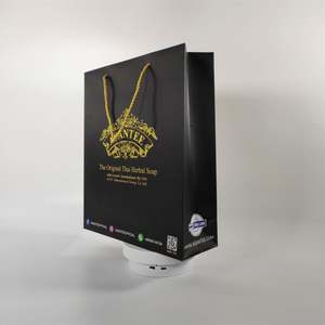 KM Wholesale Sacs cadeaux en papier cartonné de luxe avec logo personnalisé en feuille d'or, sacs de shopping - Product Image 2