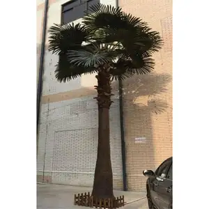 Customized plastic simulation artificial plam tree with non-pollution fiberglass trunk