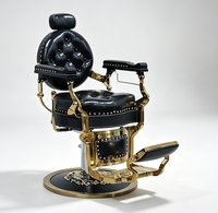 Fauteuil de Barbier Haut de Gamme Antique Rembourré et Clouté pour Salon de Coiffure – Vente en Gros Usine