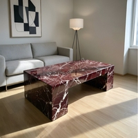 Table basse en marbre Rosso Levanto de design italien, table basse moderne en marbre poli, table centrale, décoration de salon