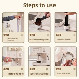 Machine à café <span class=keywords><strong>italienne</strong></span> pour la maison, 20 bars de pression, 2 <span class=keywords><strong>tasses</strong></span>, machine à expresso semi-automatique intelligente pour le bureau - Product Image 4