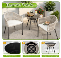 Outdoor-Rattan-Gartenmöbel-Set 3-teilig PE-Korbgeflecht Sessel mit Kaffeetisch für Garten Balkon Terrasse