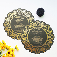 Fancy Flower Gold Foiling Black Paper Boda Cena Menú Tarjeta DIY Hecho a mano Restaurante Fiesta Menús