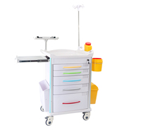 Chariot d'urgence multifonctionnel moderne pour hôpital, en ABS et aluminium, avec plateau cardiaque, chariot portable à 5 tiroirs, 750x480x920mm