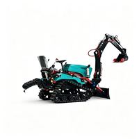 Mini Tractor Agrícola 4x4 para Pequeñas Granjas, con Orugas Reforzadas, Excavadora, Cargador, Rotocultivador, Motor de 35HP y Bomba Hidráulica