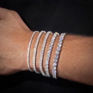 Bracelet Moissanite en argent sterling 925 avec test diamant personnalisé Vente en gros Bijoux fins Hip Hop à maillons de chaîne glacés pour hommes et femmes - Product Image 1
