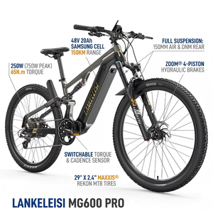 Vélo de montagne électrique à suspension intégrale 29 pouces 250W 48V 20Ah 960Wh Double capteur EMTB OEM Vélo électrique professionnel MG600 Pro - Product Image 2