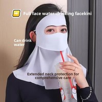 Sunscreen Wajah Gini Summer yang Dapat Diminum, Perlindungan Wajah & Leher Anti-UV, Masker Sutra Es Terintegrasi yang Bernapas, Bahan Polyester