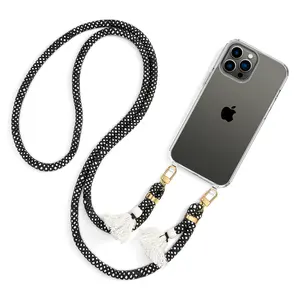 Регулируемый ремень для телефона, универсальное ожерелье через плечо, хлопковый шнур, крючок, лассо, трос, нагрудный ремень для мобильного телефона