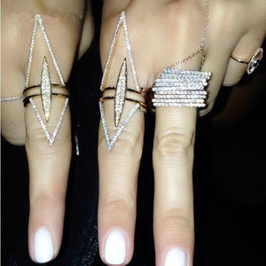 จิวเซอร์โคเนีย Cz <span class=keywords><strong>V</strong></span> Chevron แหวนเต็มนิ้ว,โปรโมชั่น2023ใหม่มาถึงเงิน Micro Pave Cubic Zirconia ยาว - Product Image 3