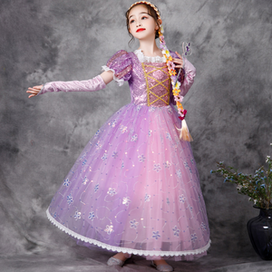 Vente flash - Robe de princesse pour enfants, costume de Raiponce personnalisé pour filles, <span class=keywords><strong>décoration</strong></span> de fête de Noël, en coton pour enfants - Product Image 2