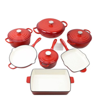 Ensemble de 7 casseroles en fonte émaillée de luxe, antiadhésives, compatibles four et lave-vaisselle, pour cuisinières à gaz et à induction