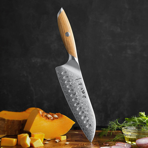 Nuovo Coltello Santoku HEZHEN 14Cr di Alta Qualità Nucleo in Acciaio Damasco Giapponese in Polvere Manico in Legno d'Ulivo Coltelli da Cucina Affilati - Product Image 1