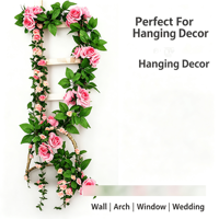 Guirnalda de Flores Artificiales de Seda para Decoración de Interiores, Balcón, Sala de Estar, Cubre Tuberías, Decoración para el Hogar, Hotel, Apartamento, Ventana, Tienda