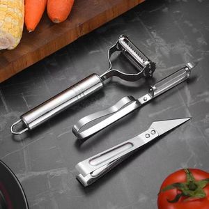 Three Piece Stainless Steel Peeler Set Multi Function Potato Fruit Vegetable Scraper Kitchen Tool - Product Image 1