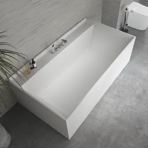 2024 толстые белые квадратные отдельно стоящие ванны для ванной комнаты прямоугольные для взрослых 1800 мм большая акриловая Ванна