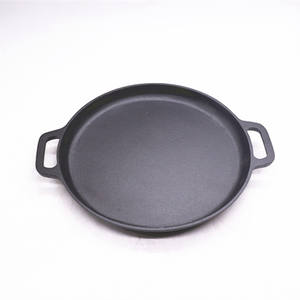 Round Shape Camping Cookware Pre-seasoned Cast Iron <strong>Grill</strong> Griddle with Two Handles - Product Image 2