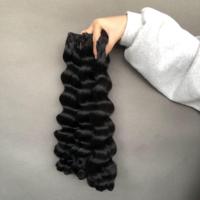 Venta al por mayor de Super Doble Dibujado Cabello Humano Brasileño Suelto de Color Profundo Natural de Color Negro