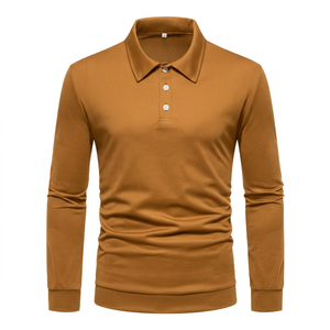 Camisa de Punto Premium para Hombre, 100% Algodón |   Camisa Casual de Manga Larga con Cuello Alto |   Tela Ecológica Transpirable Antipilling de Color Sólido - Product Image 3