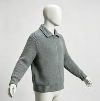 Cardigan en tricot de coton pour homme à manches longues, col montant et fermeture éclair robuste – Vente en gros