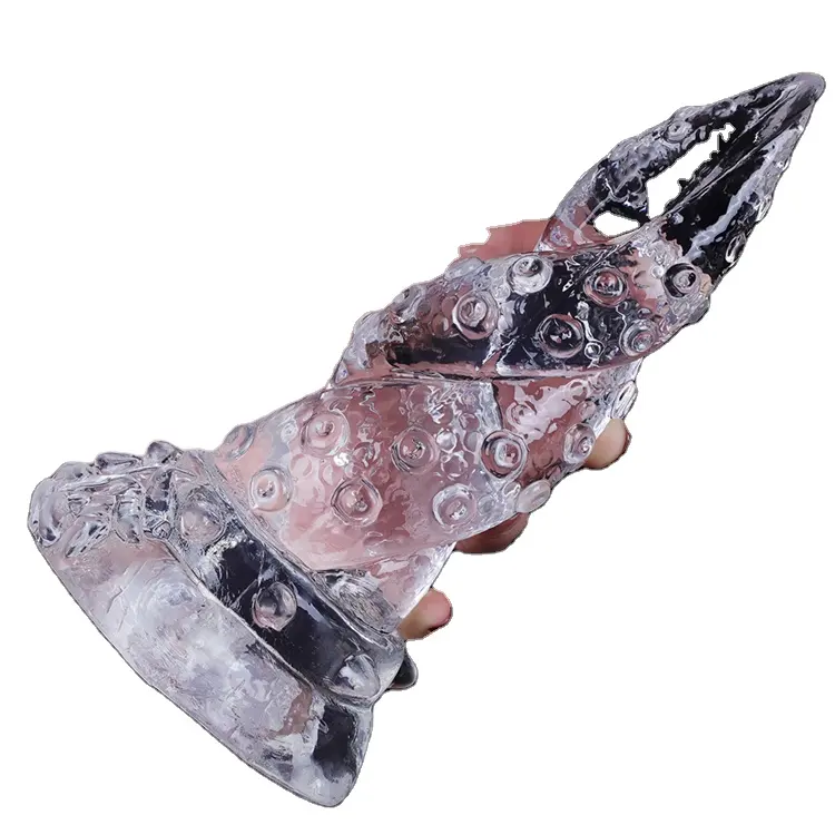 G-spot jelas desain bentuk tentakel Plug Anal dengan cangkir hisap yang kuat untuk bebas genggam permainan Anal Dildo mainan dewasa uniseks