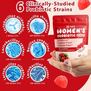 Gummies Équilibre Féminin OEM Premium : Probiotiques Biologiques, Extraits Végétaux Vaginaux, Vitamines et Probiotiques pour un pH Équilibré - Product Image 3