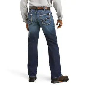 Pabrik OEM dengan merek sendiri jins Denim pria dalam Boot Cut gaya Plus ukuran celana koboi untuk pria