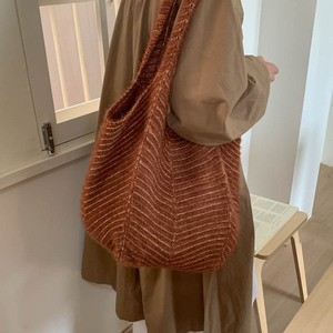 Sac fourre-tout en coton tricoté pour femme, style coréen, décontracté, à porter à la main ou sous le bras, grande taille, automne-hiver, polyvalent - Product Image 3