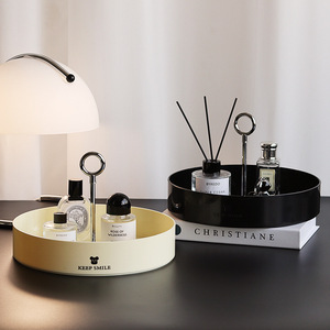 Boîte de rangement multifonctionnelle en métal nordique avec poignée circulaire pour aromathérapie, cosmétiques, soins de la peau, articles divers et bureau - Product Image 1