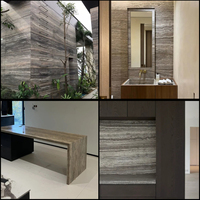 Dalle de travertin argenté élégant de luxe en pierre naturelle pour vanité évier de cuisine comptoir panneau mural carreaux de sol villa escalier