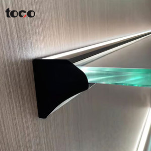 Étagères de rangement éclairées en alliage d'aluminium en gros, étagères murales minimalistes avec planches en <span class=keywords><strong>bois</strong></span> - Product Image 1