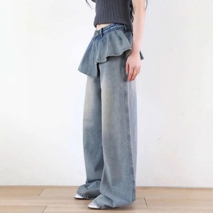Pantalon large pour femme, style streetwear hip-hop, 100% coton, délavé à l'acide, coupe baggy, haute qualité, prix de gros - Product Image 2