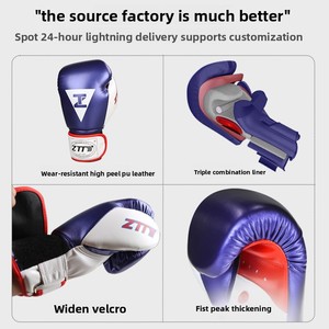 Nuevos GUANTES DE Kick Boxing MMA para niños y adultos, venta al <span class=keywords><strong>por</strong></span> mayor, guantes de boxeo de mano de lucha de competición de PU gruesos de cuero brillante - Product Image 4
