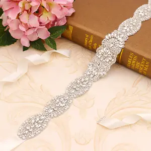 Cadena de cintura de lujo para novia, accesorios de boda con apliques de diamantes de imitación de cristal, cinturón de boda