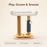 Arbre à chat en bois tout-en-un, résistant à l'usure, avec poteau à gratter en sisal sans perte de fibres et jouet interactif pour chat