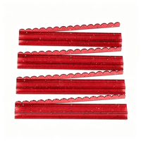 Support de Mahjong de Luxe 20 Pouces avec Poussoir en Acrylique Rouge Pailleté, Accessoire de Jeu Portable à Bord Festonné pour Joueurs de Mahjong Américains