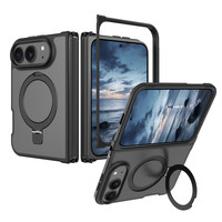 Coque de téléphone pliable translucide mate pour iPhone Duo 18 Fold avec anneau de charge magnétique sans fil et support anti-chute