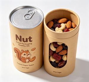 Custom Recyclable Craft Paper Tube Nut Packaging with Visual <b>Window</b> Moisture Proof Food Grade Cylinder for Snacks - Product Image 3