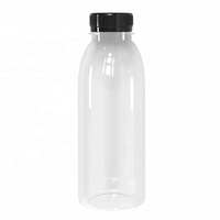 Bouteille en plastique PET pour jus de fruits en vrac de Chine, 200/250/300/350/500 ml, avec couvercle noir inviolable