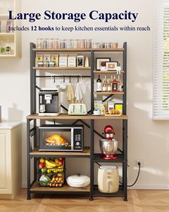 <span class=keywords><strong>Estante</strong></span> de Cocina Industrial Grande de 16 Pies Cúbicos y 5 Niveles, Soporte <span class=keywords><strong>para</strong></span> <span class=keywords><strong>Microondas</strong></span>, Estación de Cafetería con Ganchos y Soporte <span class=keywords><strong>para</strong></span> Toallas de Papel - Product Image 3